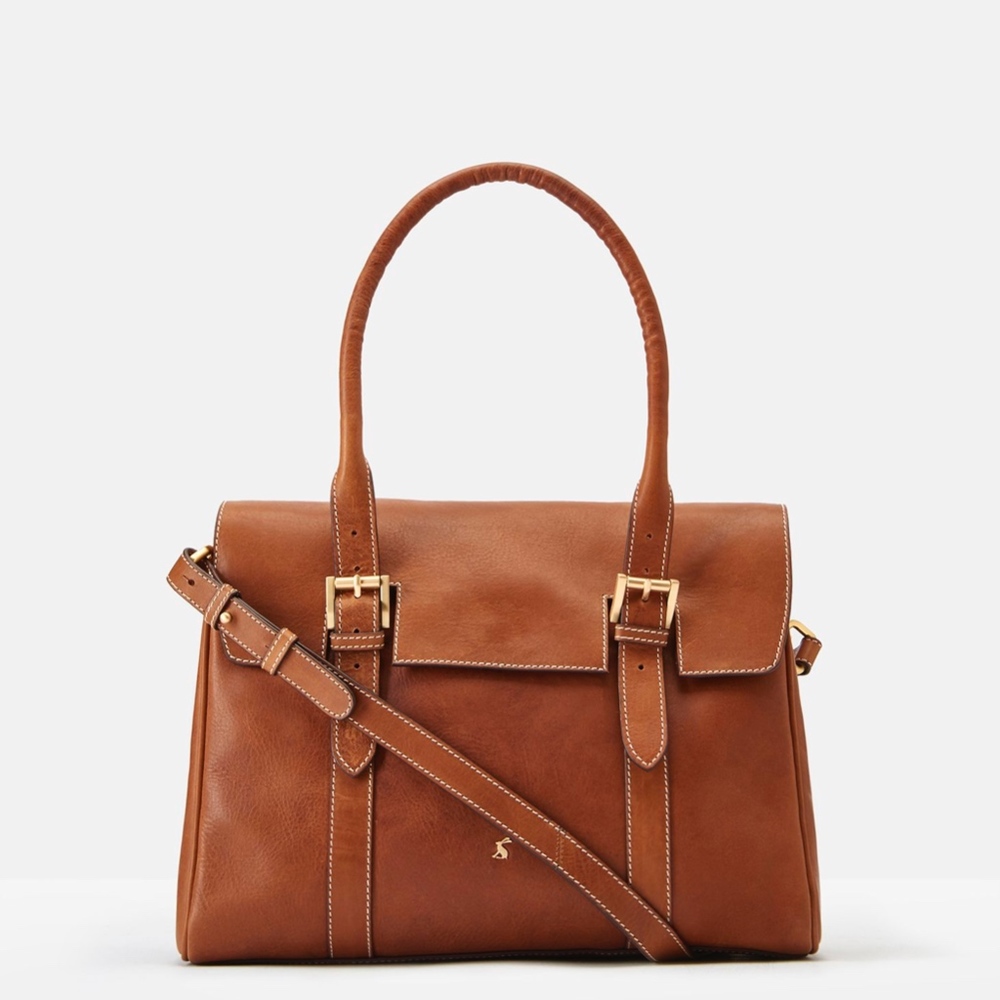 NWT JOULES DURHAM LEATHER TOTE, TAN.